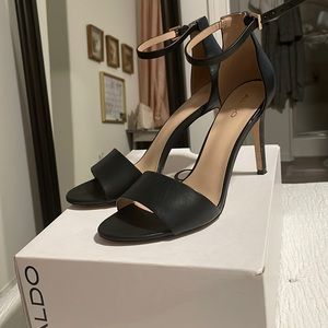 Black leather heels
